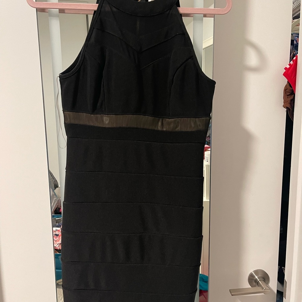 Black, mini halter dress